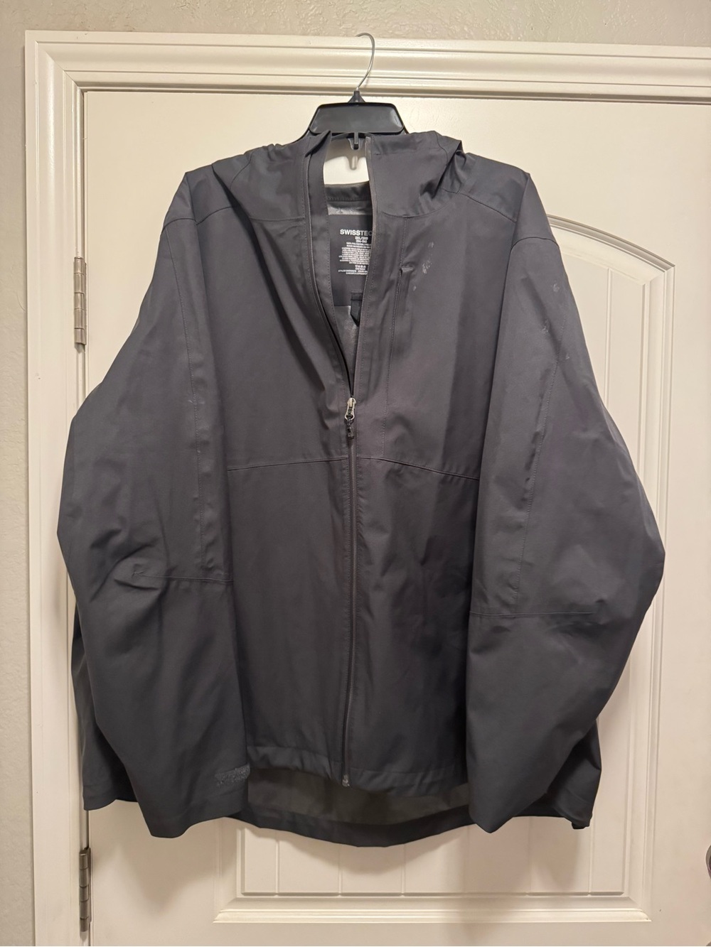 Swiss Tech Men's Hooded Black Windbreaker Jacket